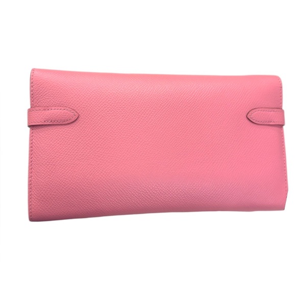 💗 𝐇𝐄𝐑𝐌𝐄𝐒 Kelly Long Wallet Rose Confetti Epsom Leather GHW 💗 - Picture 4 of 10